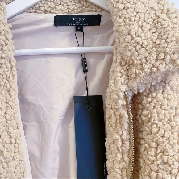 NWT ON PARLE DE VOUS Inter Teddy Zip Up Coat in Beige S - Picture 5 of 6